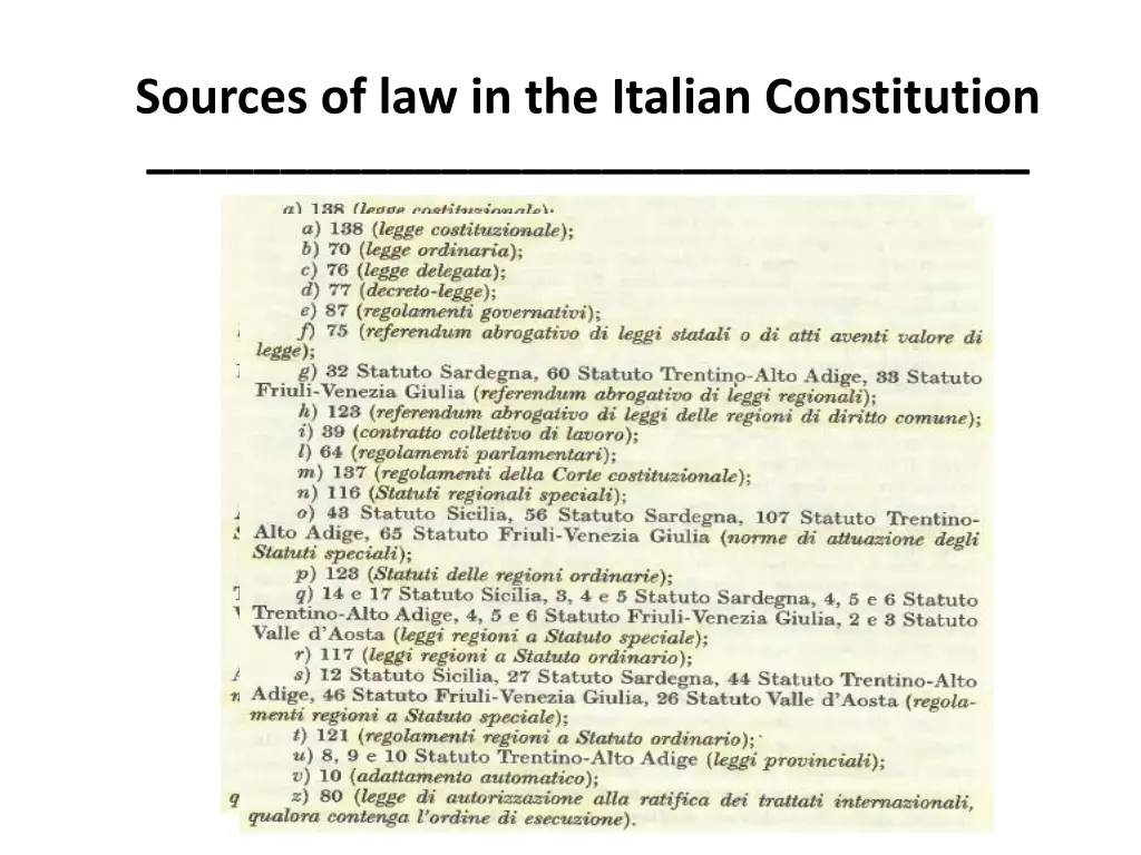 sources of law in the italian constitution