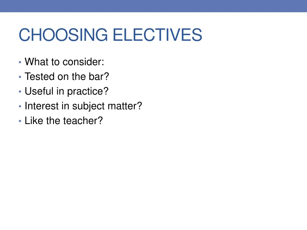 choosing electives