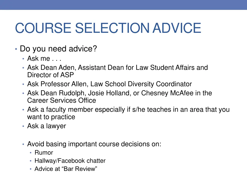 course selection advice