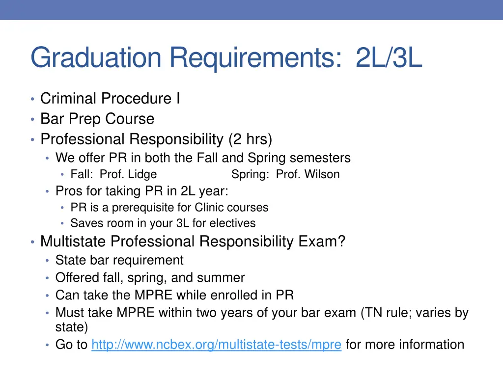 graduation requirements 2l 3l