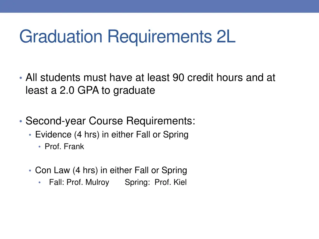 graduation requirements 2l