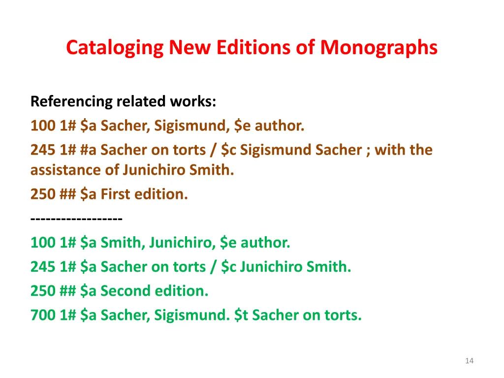 cataloging new editions of monographs 12