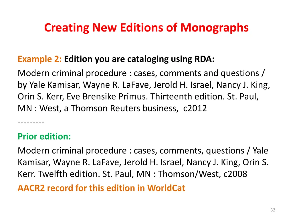 creating new editions of monographs 1