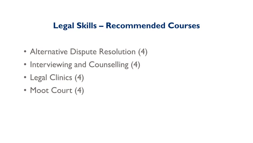 legal skills recommended courses