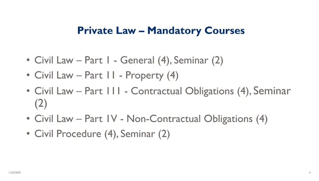 private law mandatory courses