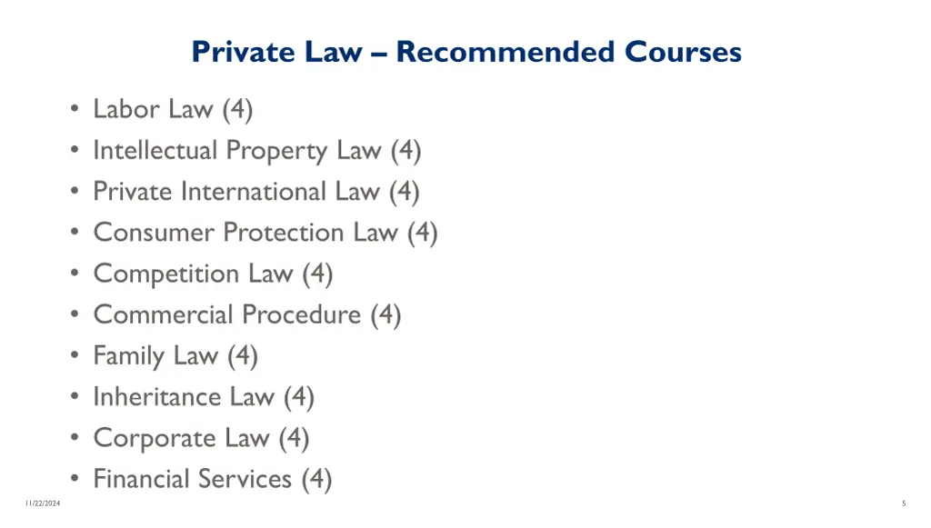 private law recommended courses