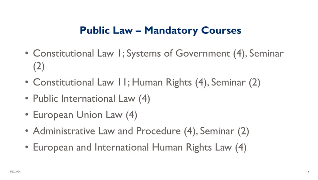 public law mandatory courses