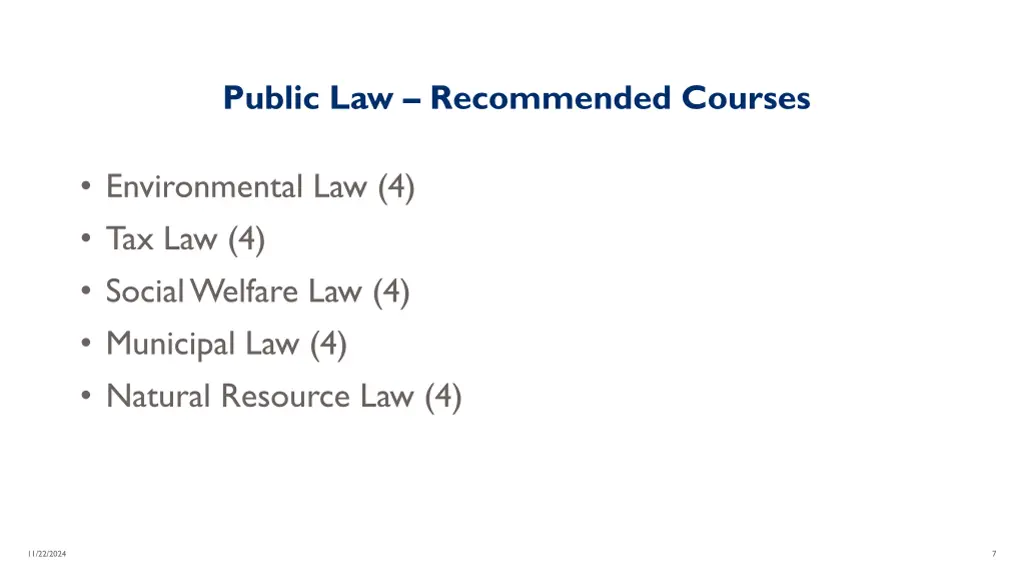 public law recommended courses