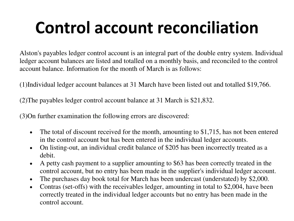 control account reconciliation 2