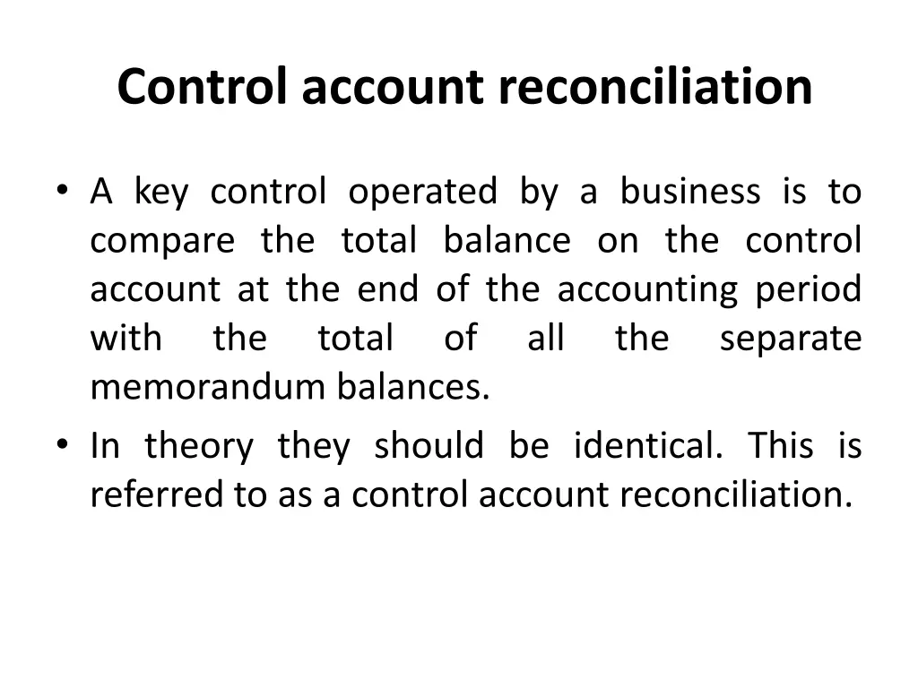 control account reconciliation