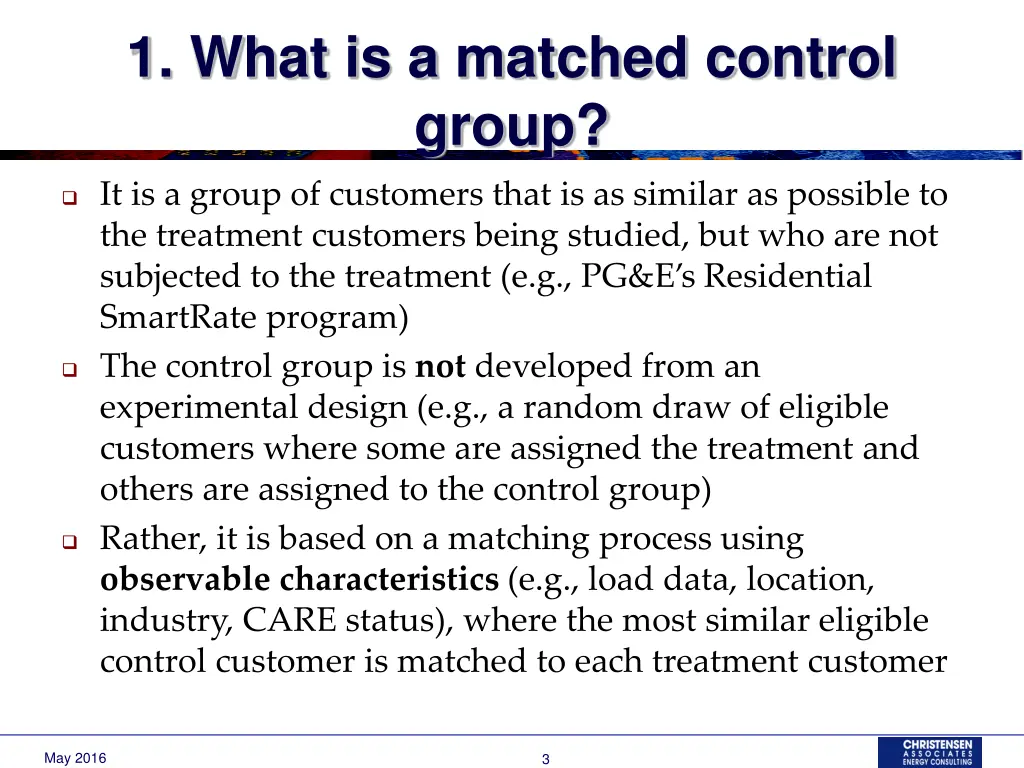 1 what is a matched control group