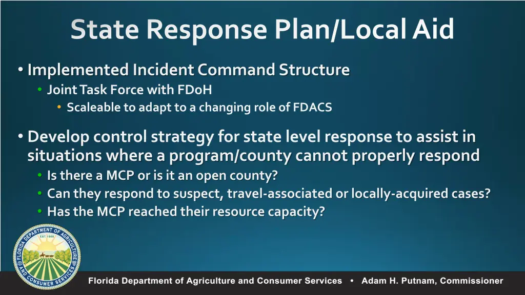 state response plan local aid