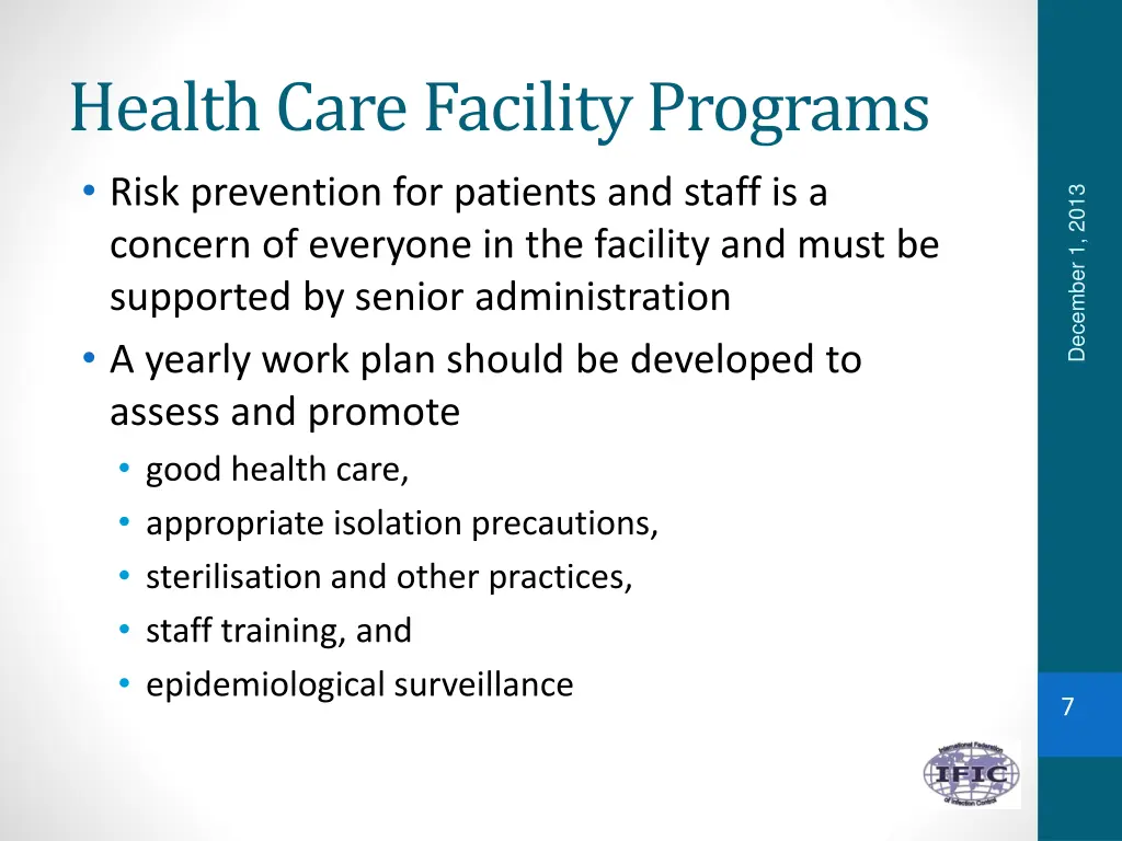 health care facility programs risk prevention