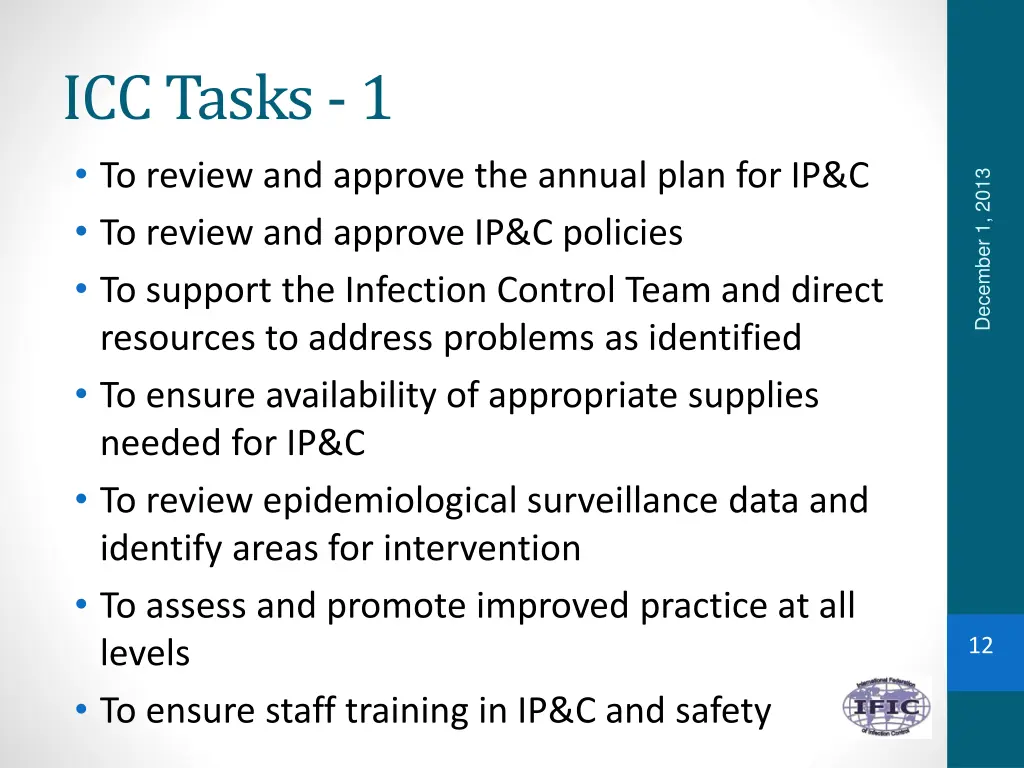 icc tasks 1 to review and approve the annual plan