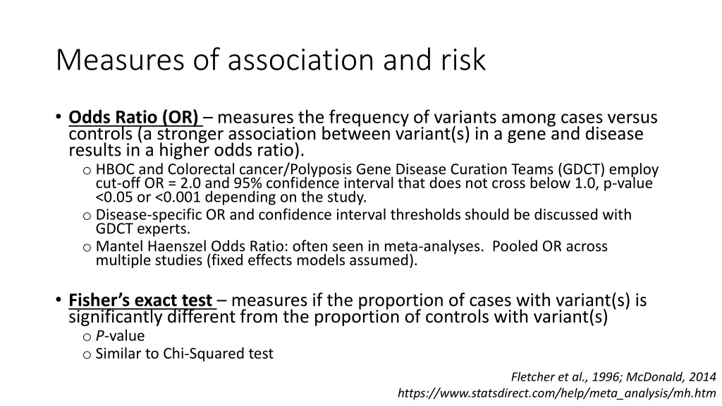 measures of association and risk