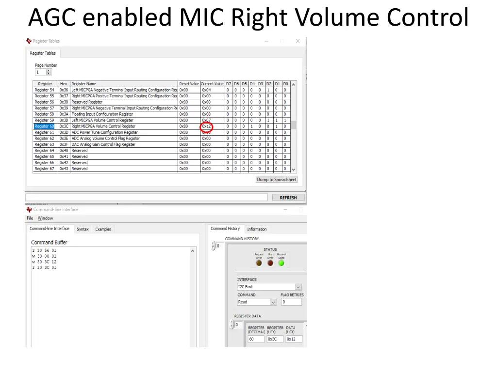 agc enabled mic right volume control