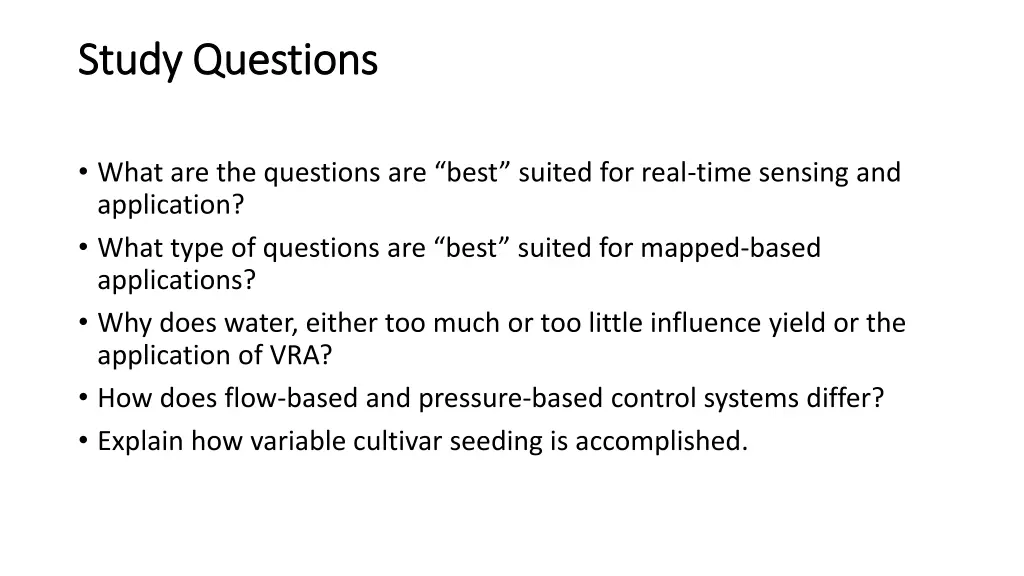 study questions study questions