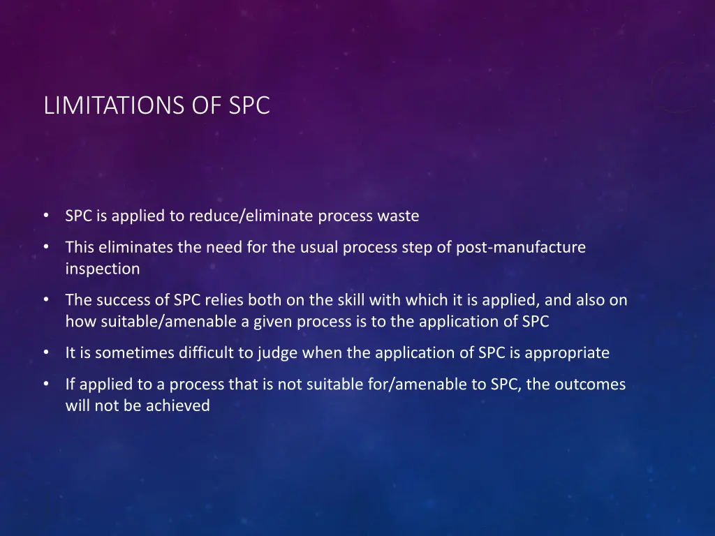 limitations of spc