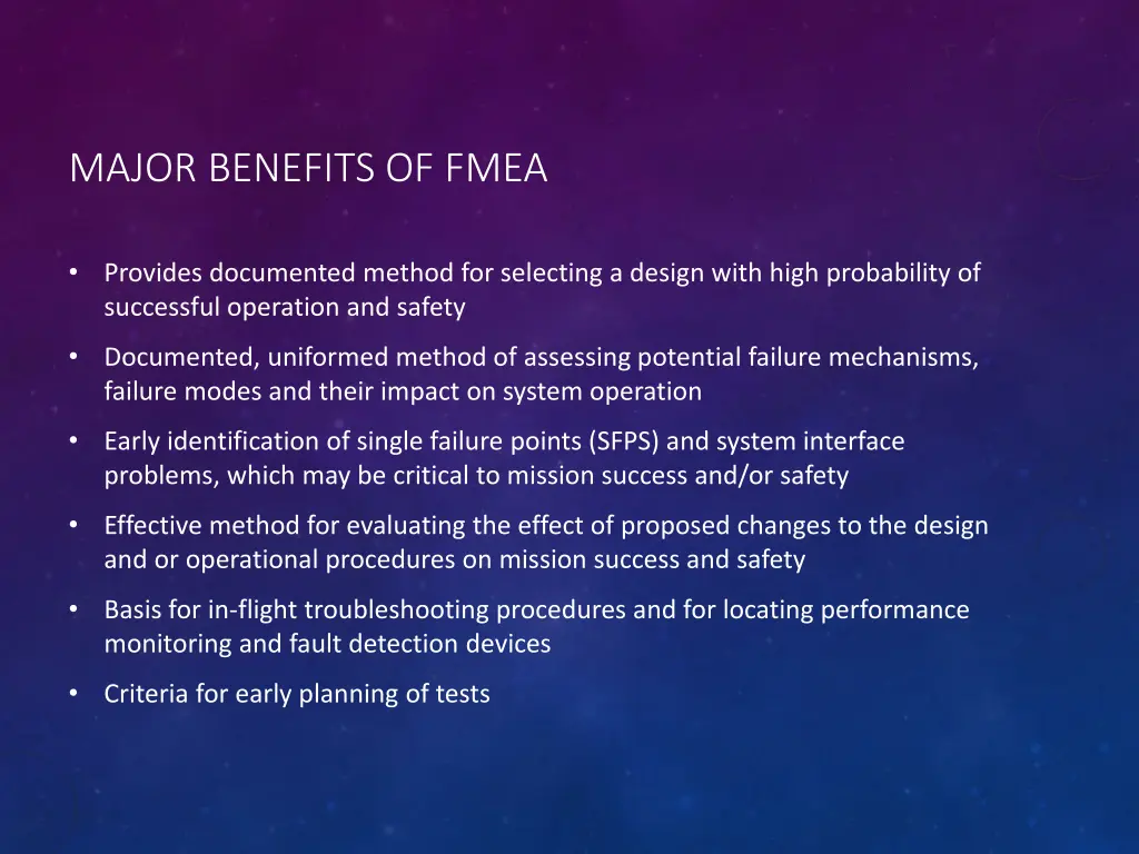 major benefits of fmea