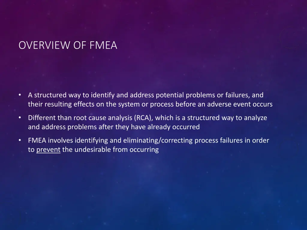 overview of fmea