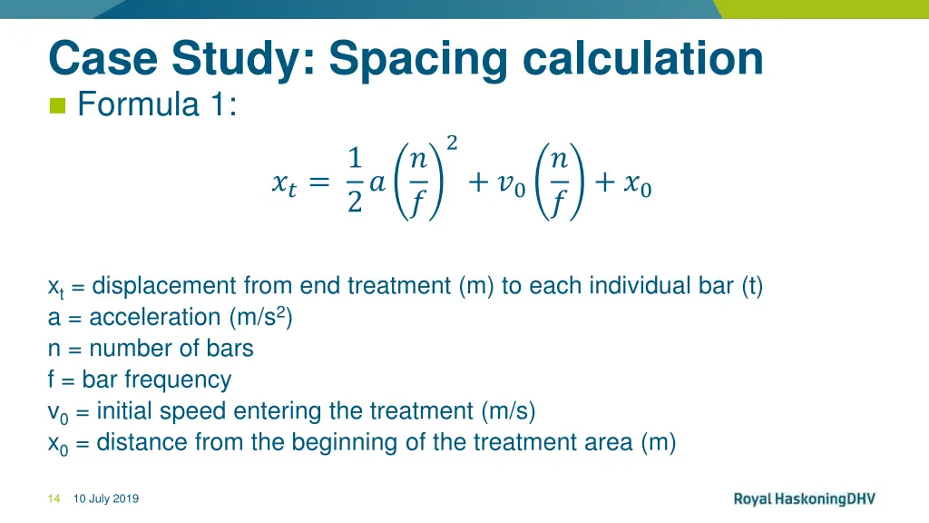 case study spacing calculation formula 1