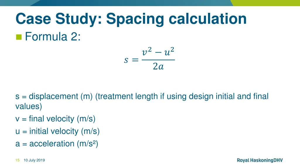 case study spacing calculation formula 2 2 2