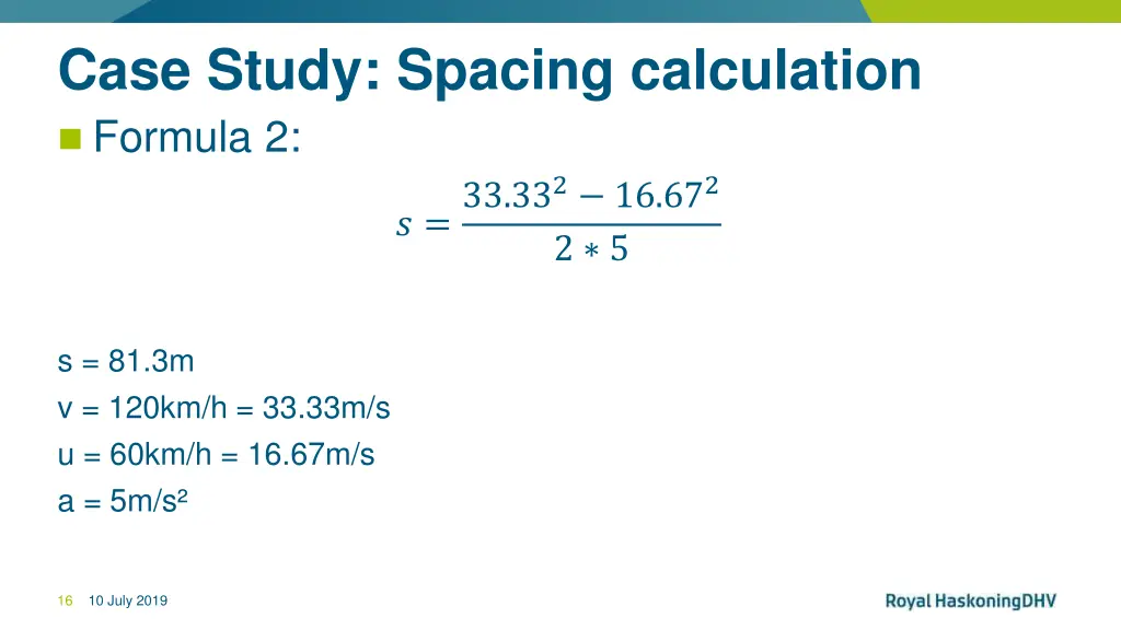 case study spacing calculation formula