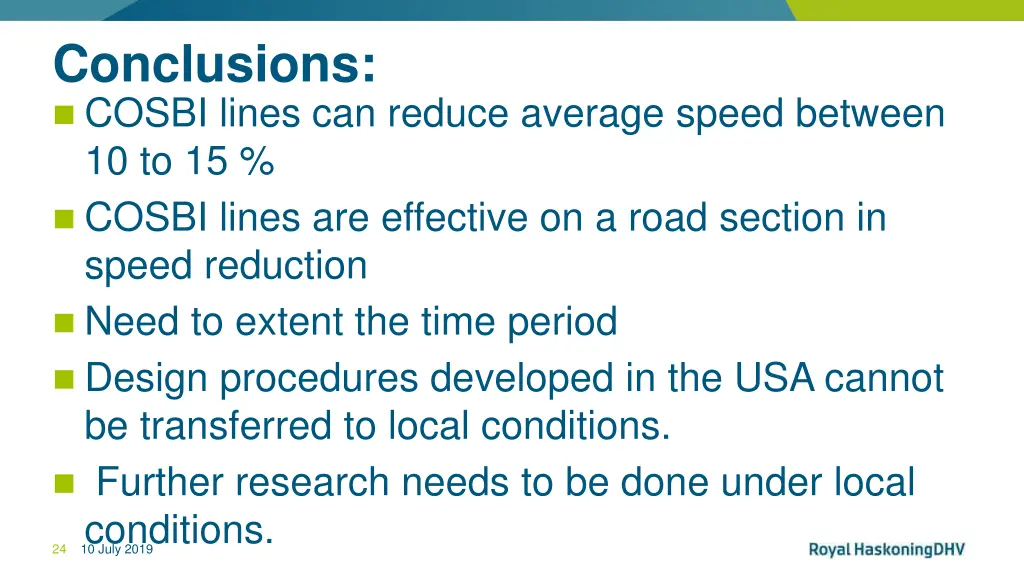 conclusions cosbi lines can reduce average speed