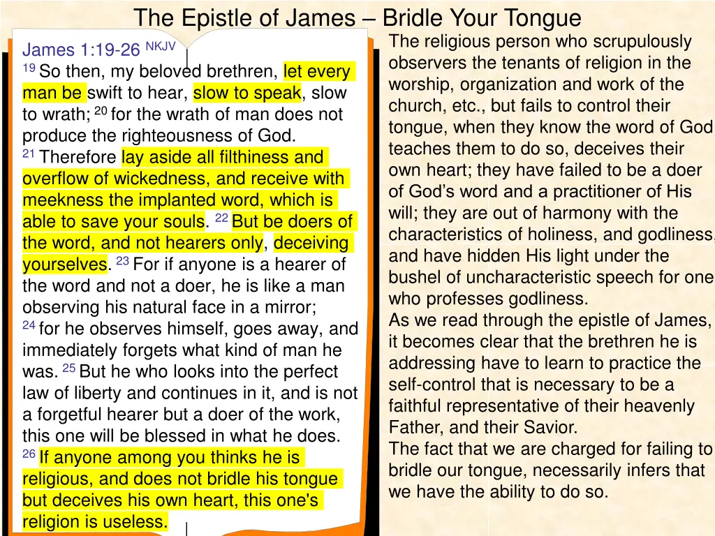 the epistle of james bridle your tongue 4