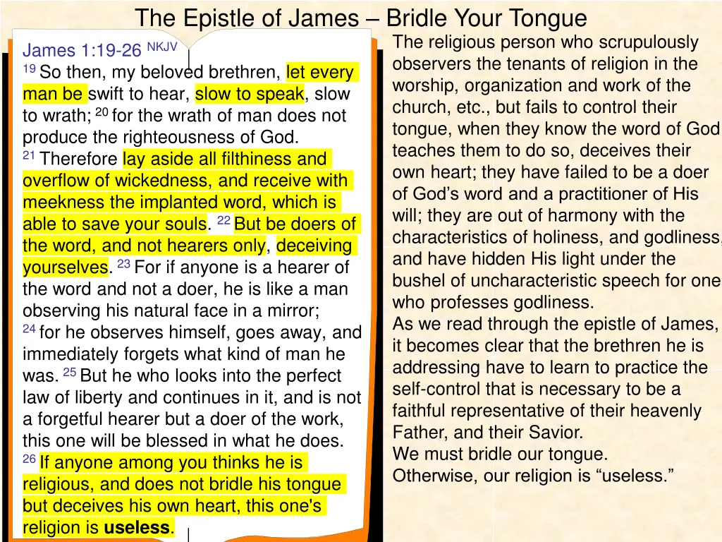 the epistle of james bridle your tongue 6