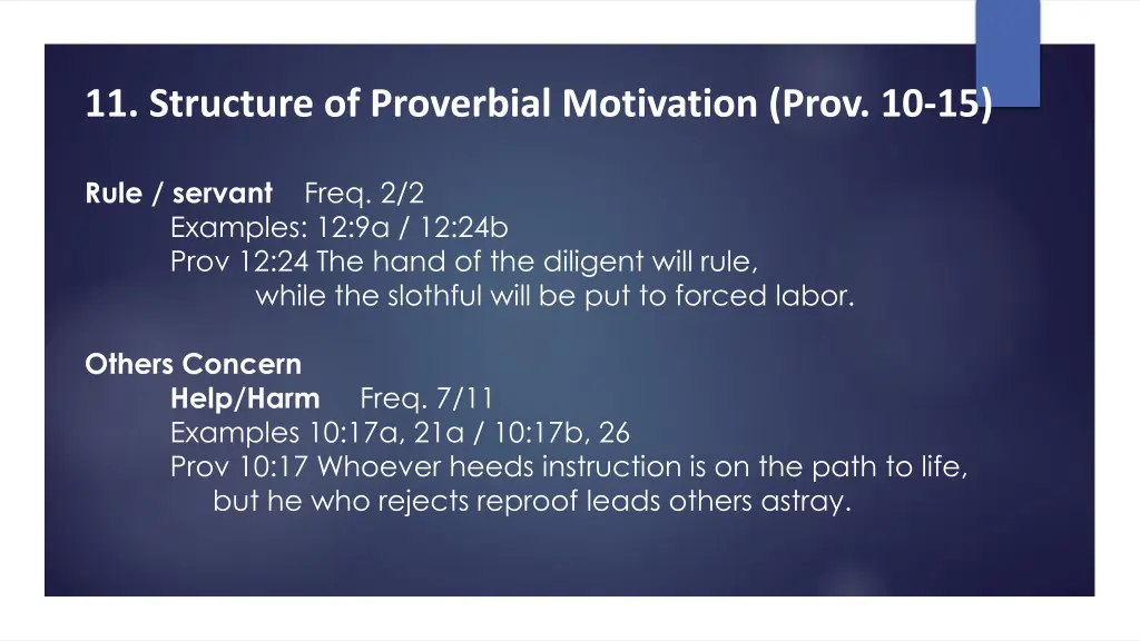 11 structure of proverbial motivation prov 10 15 4