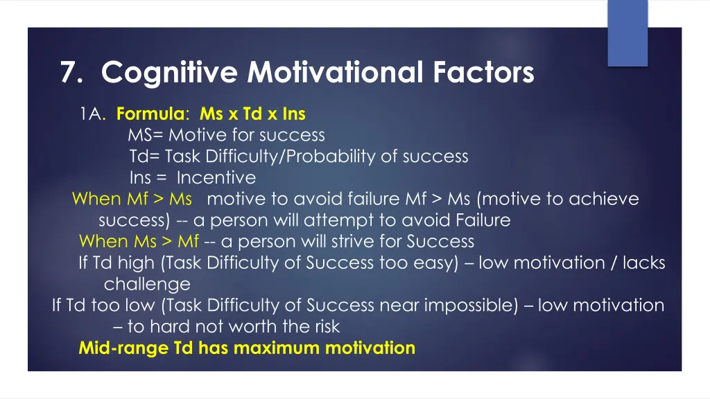 7 cognitive motivational factors