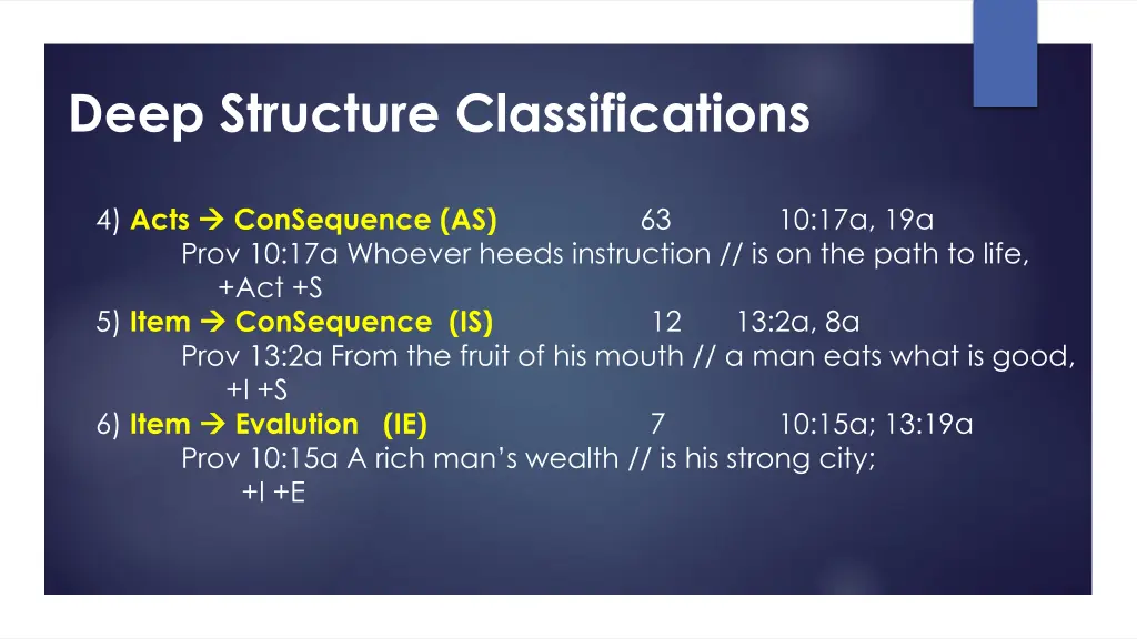 deep structure classifications 1