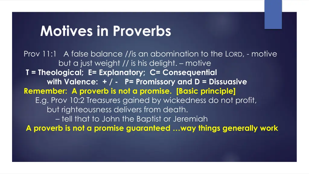 motives in proverbs 1