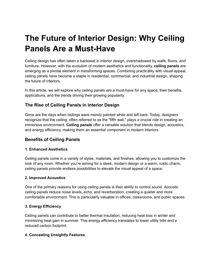 the future of interior design why ceiling panels