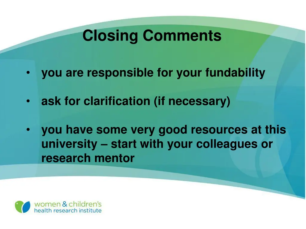 closing comments