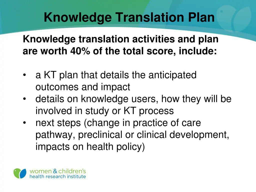 knowledge translation plan