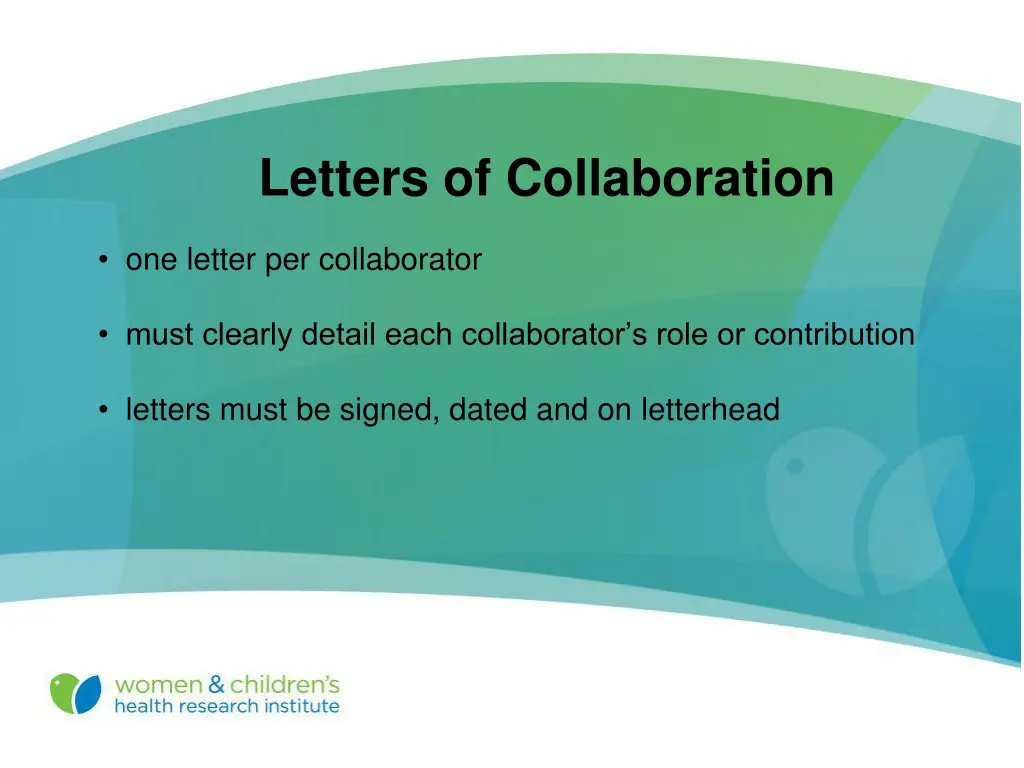 letters of collaboration