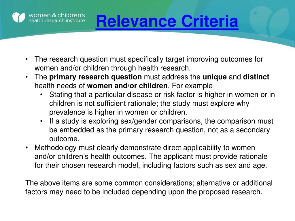 relevance criteria 1