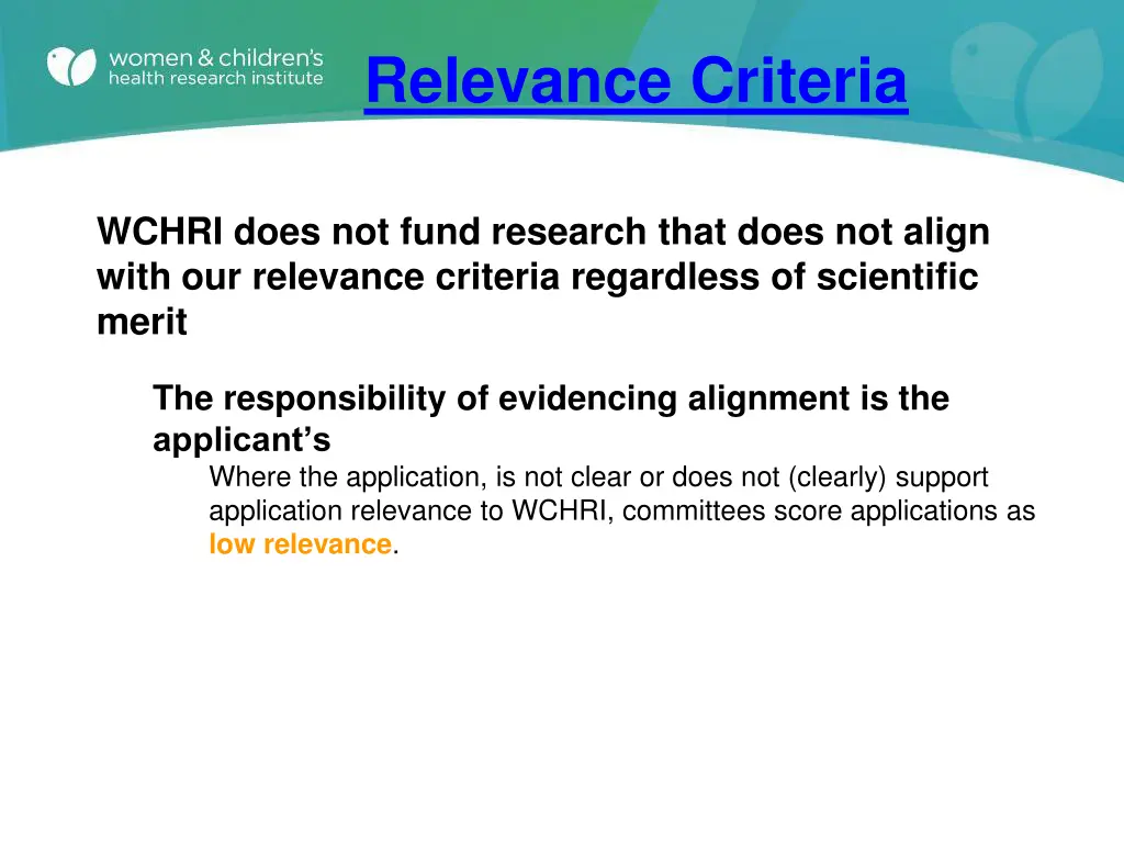 relevance criteria