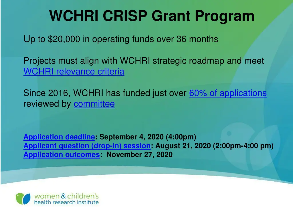 wchri crisp grant program