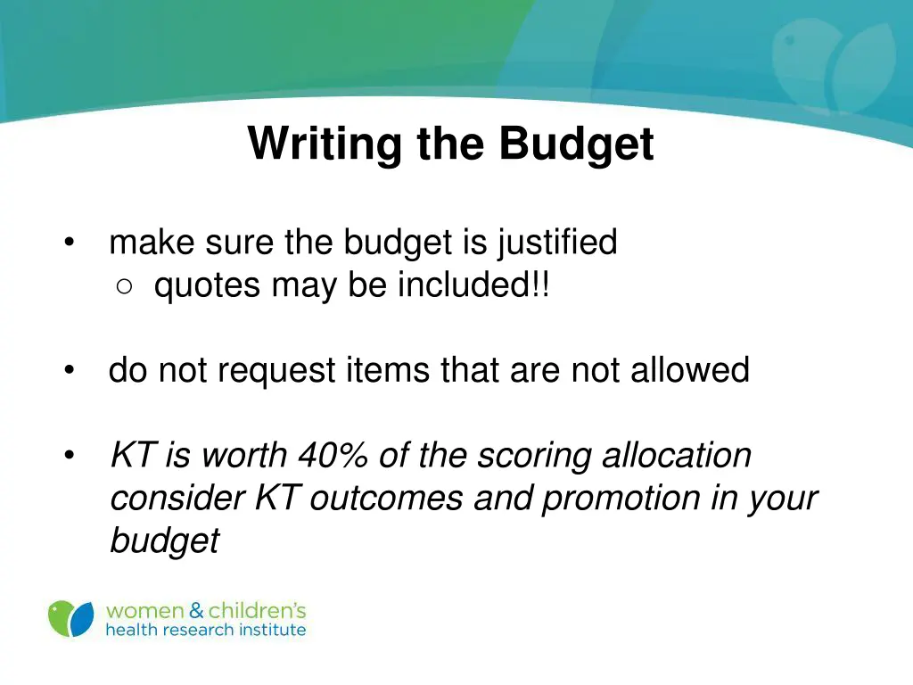 writing the budget