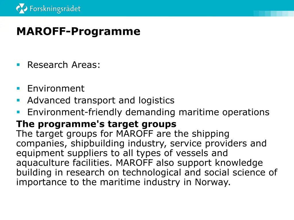 maroff programme