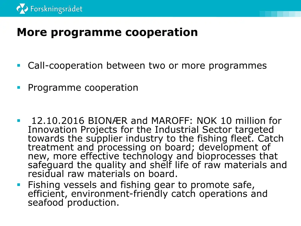 more programme cooperation