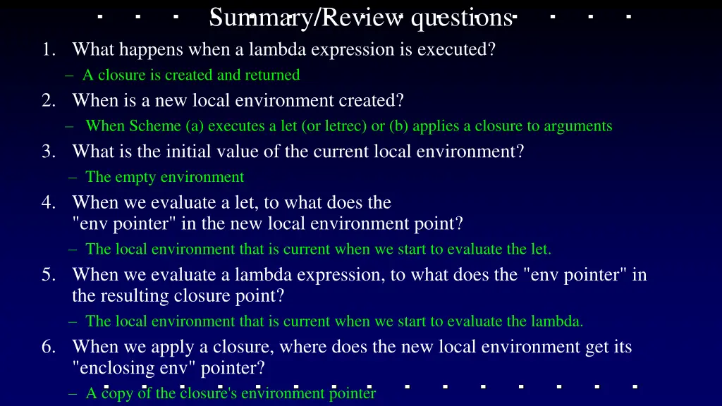 summary review questions