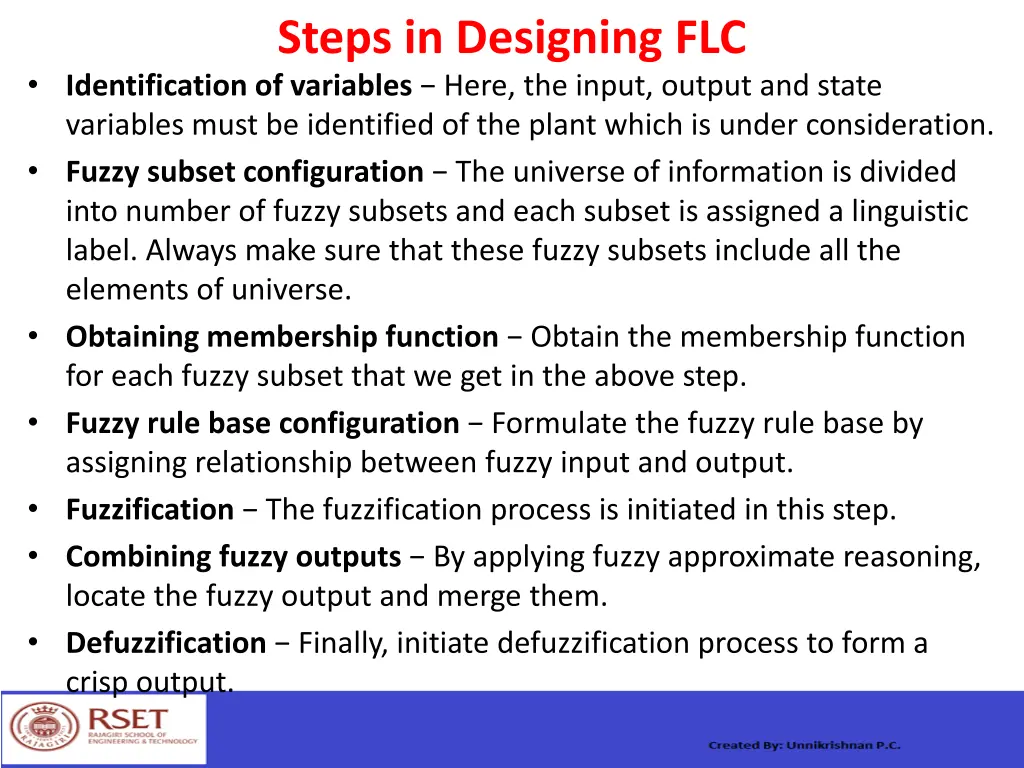 steps in designing flc