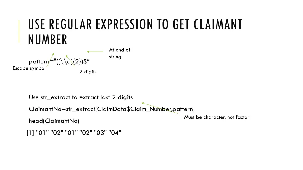 use regular expression to get claimant number