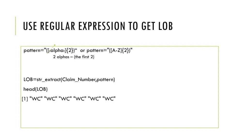 use regular expression to get lob