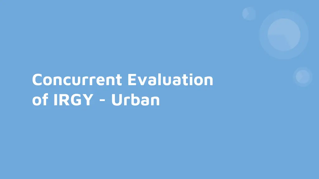 concurrent evaluation of irgy urban