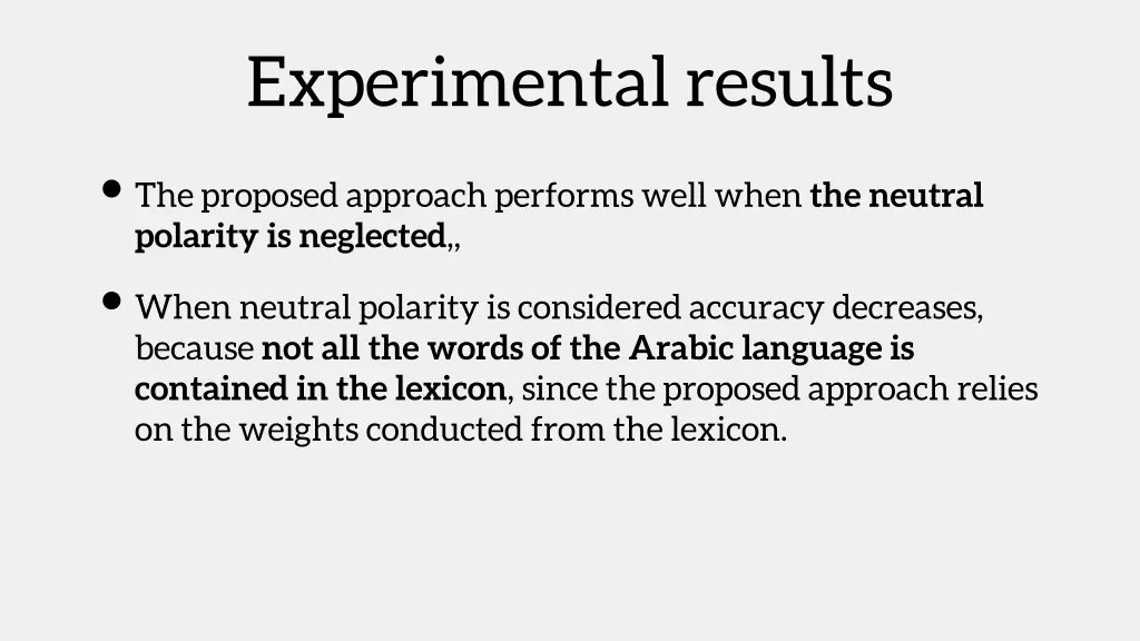 experimental results